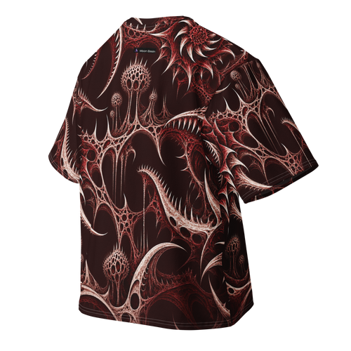 Thornjaw Oxblood Terrain all-over print oversized tee, back