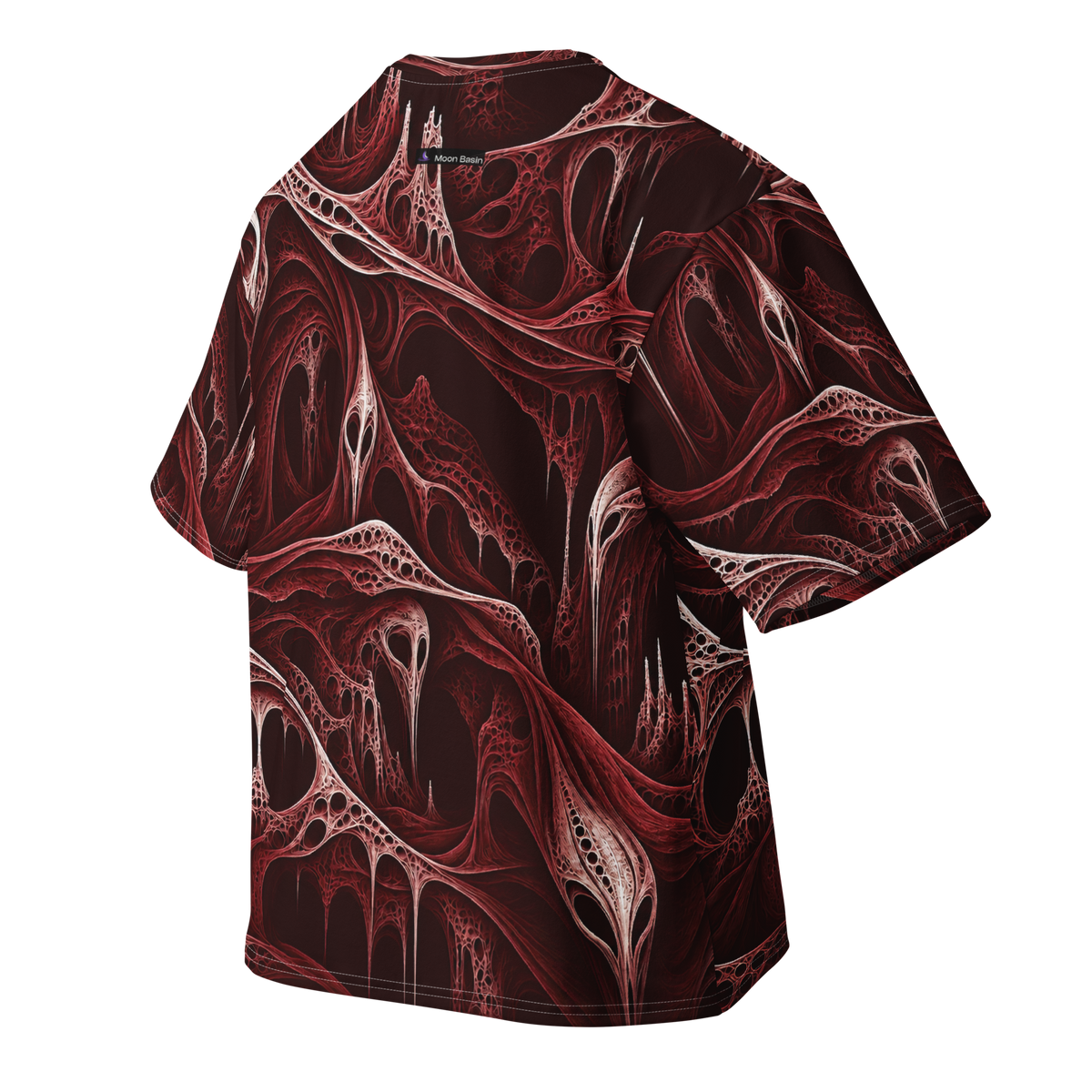 Wraithskin Oxblood Terrain all-over print oversized tee, back