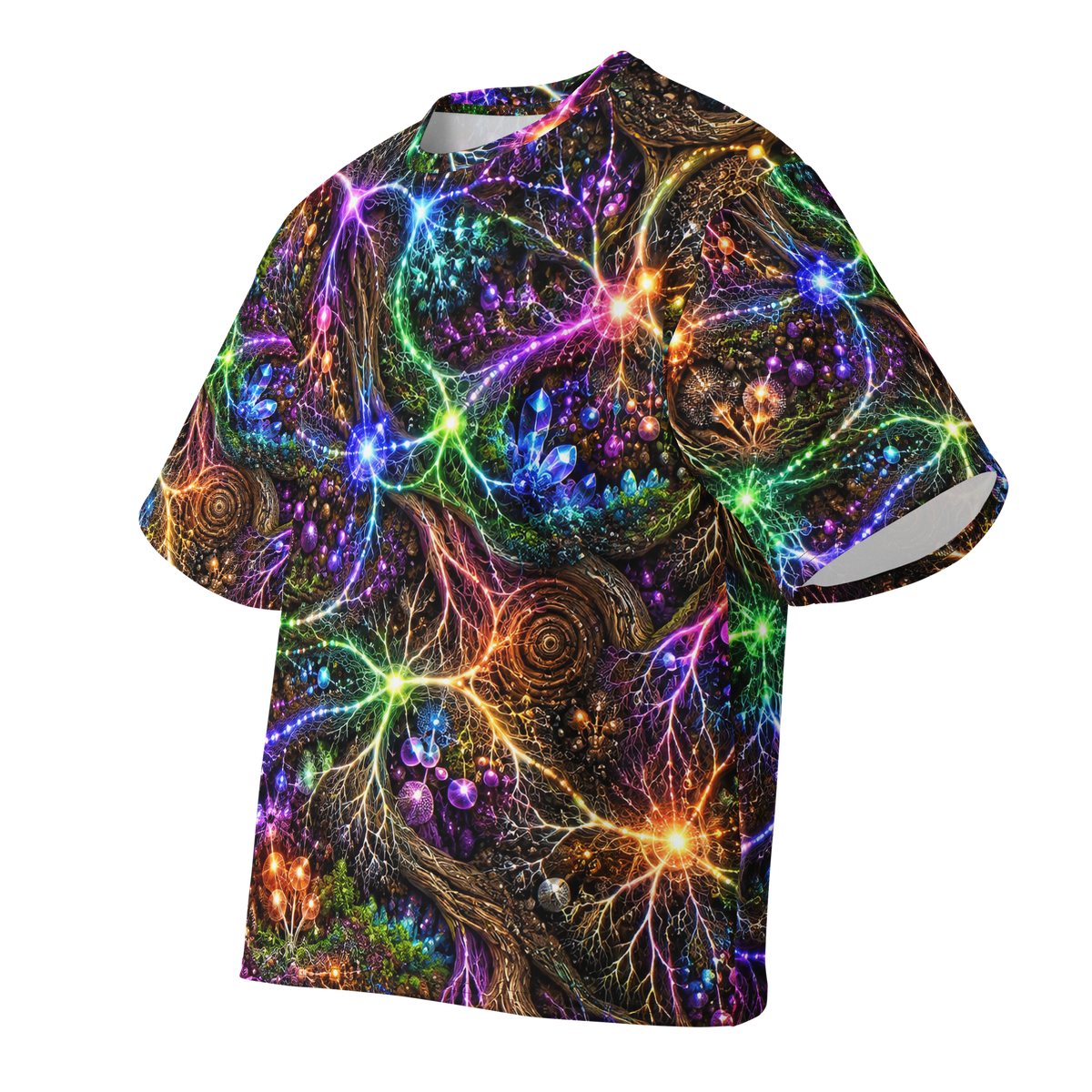 Mycelial Terrain all-over print oversized tee, front