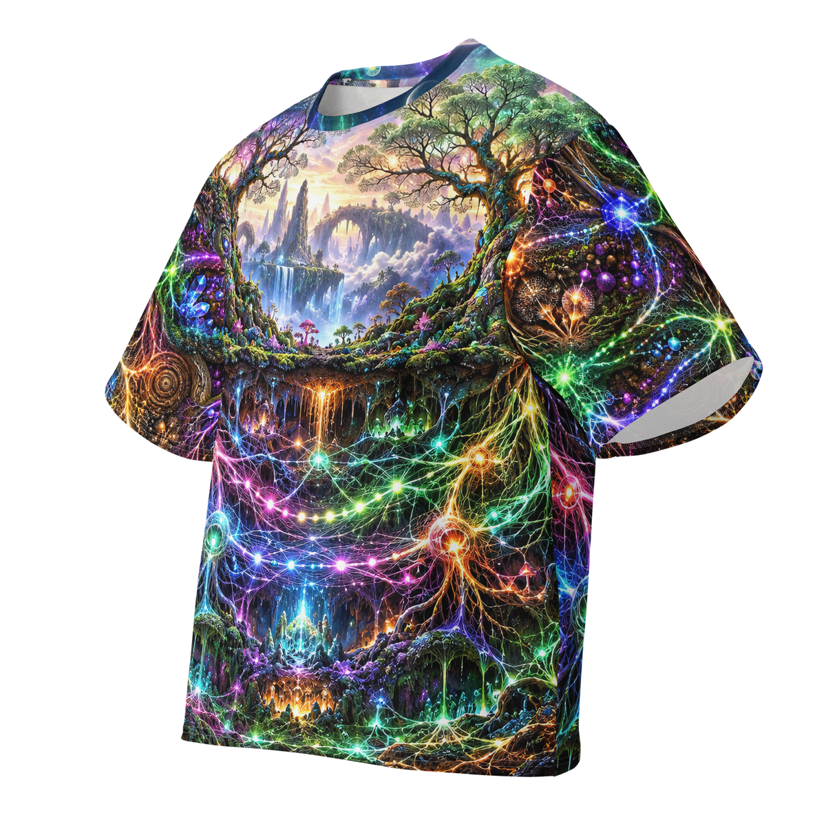 Mycelial Parliament Wrap all-over print oversized tee, front