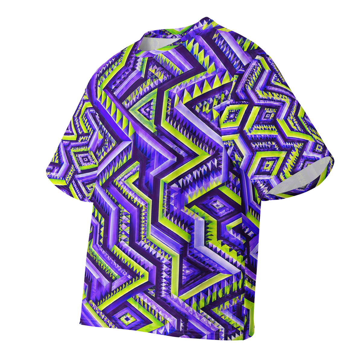 Ultraviolet Phase Terrain all-over print oversized tee, front