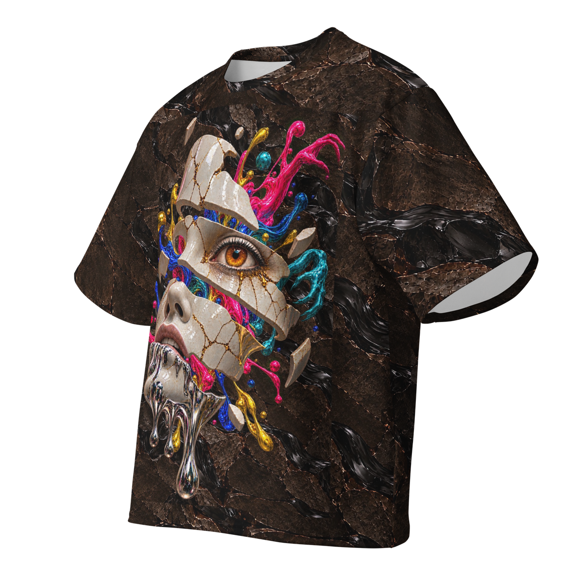 Lucid Detonation all-over print oversized tee, front