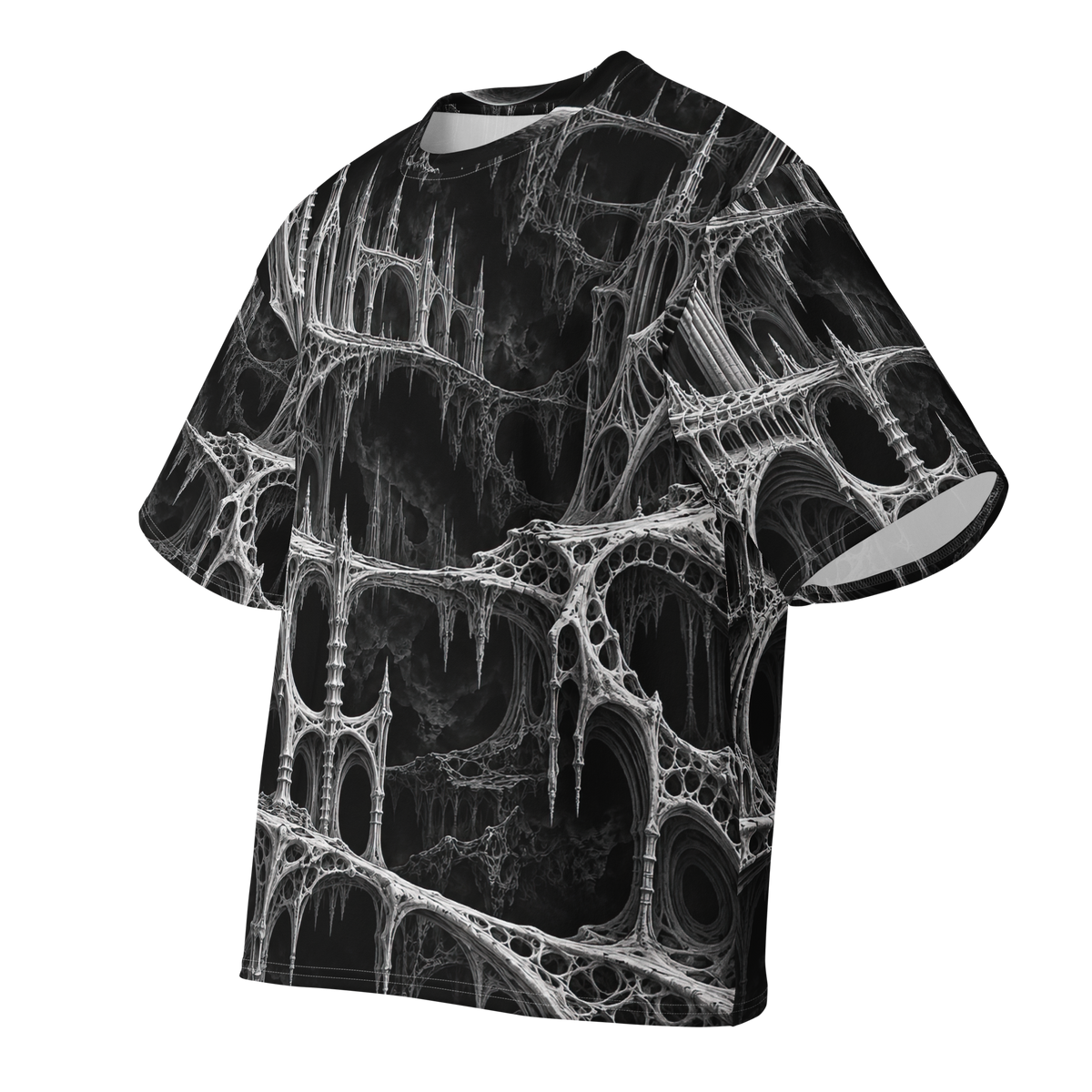 Black Chapel Obsidian Terrain all-over print oversized tee, front