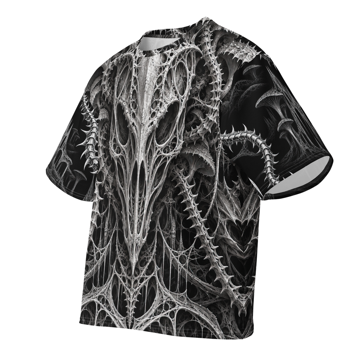Bonevine Obsidian all-over print oversized tee, front