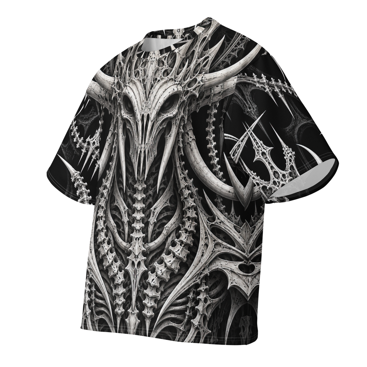 Ossuary Crown Obsidian all-over print oversized tee, front