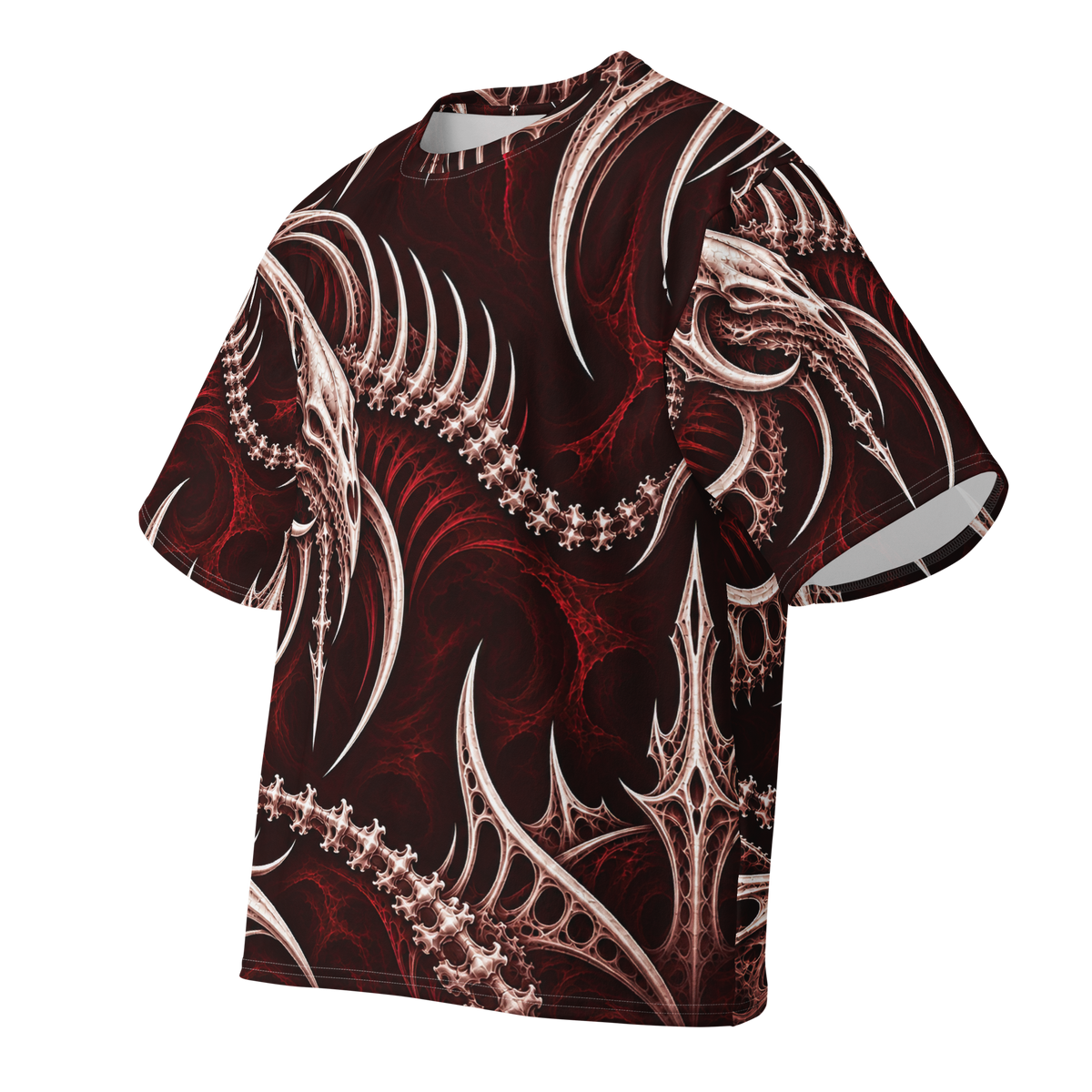 Ossuary Crown Oxblood Terrain all-over print oversized tee, front