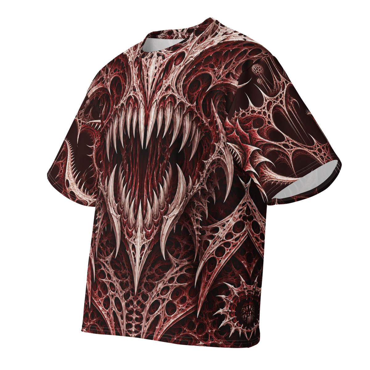 Thornjaw Oxblood all-over print oversized tee, front