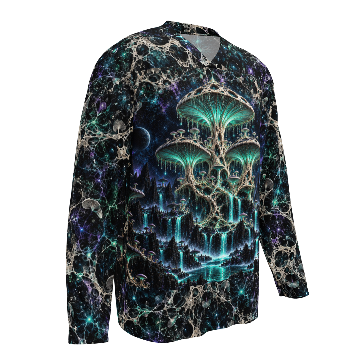 Mycelium Cathedral all-over print hockey jersey, front