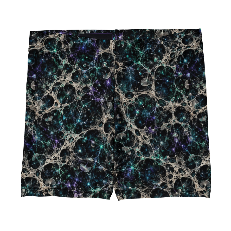 Mycelium Cathedral Web Terrain Shorts, front