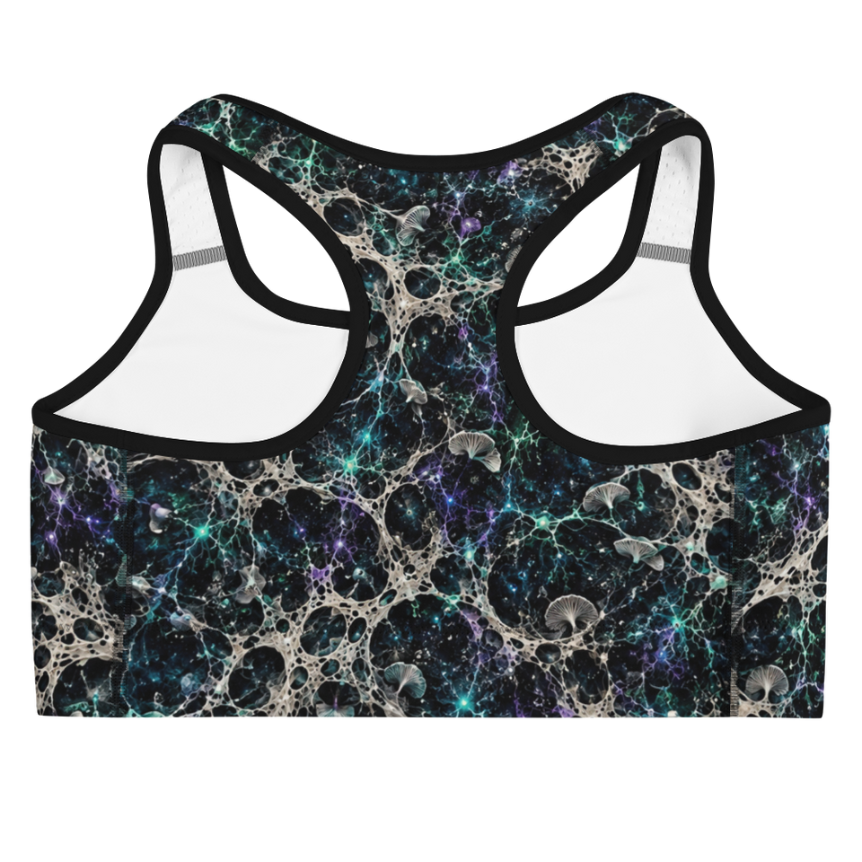 Mycelium Cathedral Web Terrain Sports Bra, back