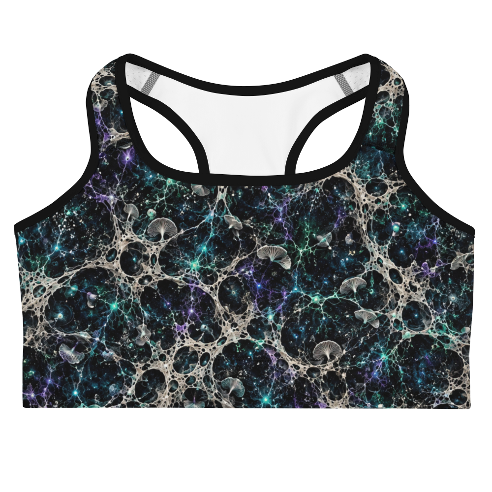 Mycelium Cathedral Web Terrain Sports Bra, front