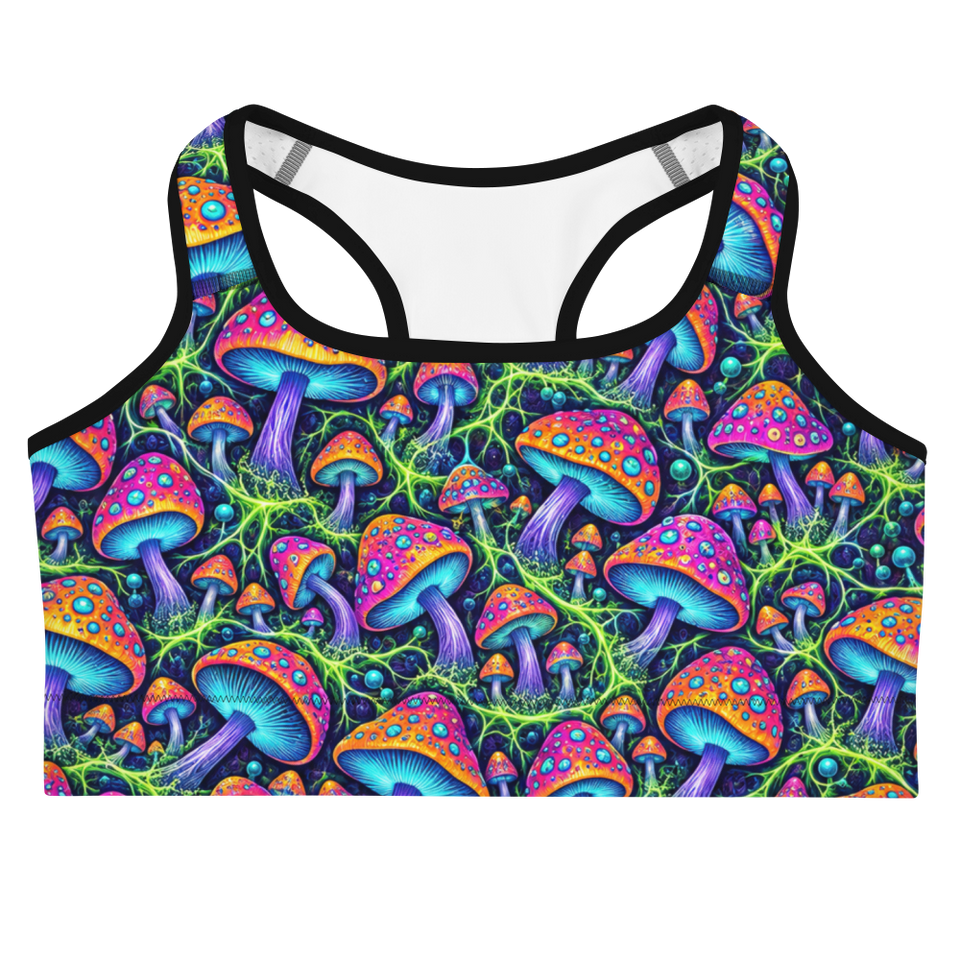 Mushroom Rocker Terrain Sports Bra, front