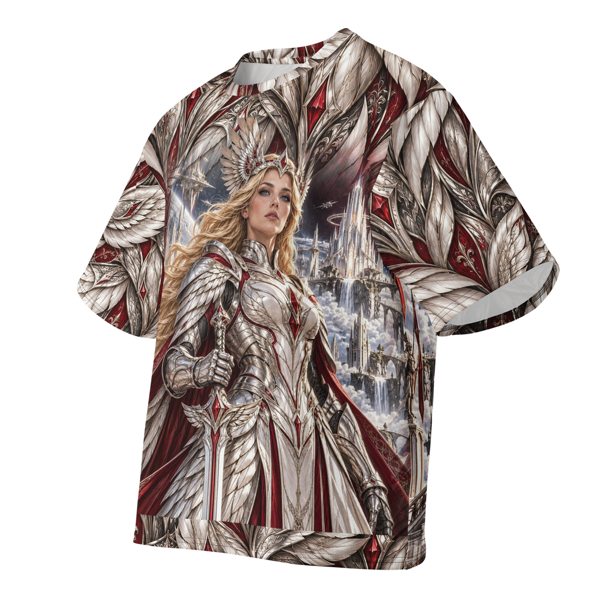 Andromeda Valkyrie all-over print oversized tee, front