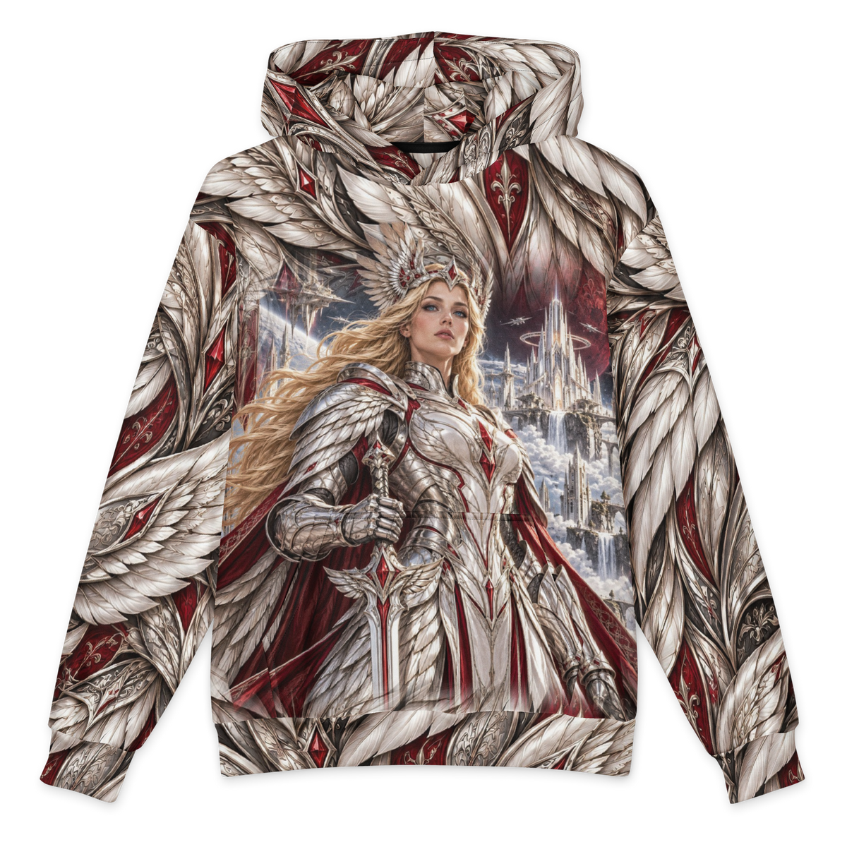 Andromeda Valkyrie all-over print oversized hoodie, front