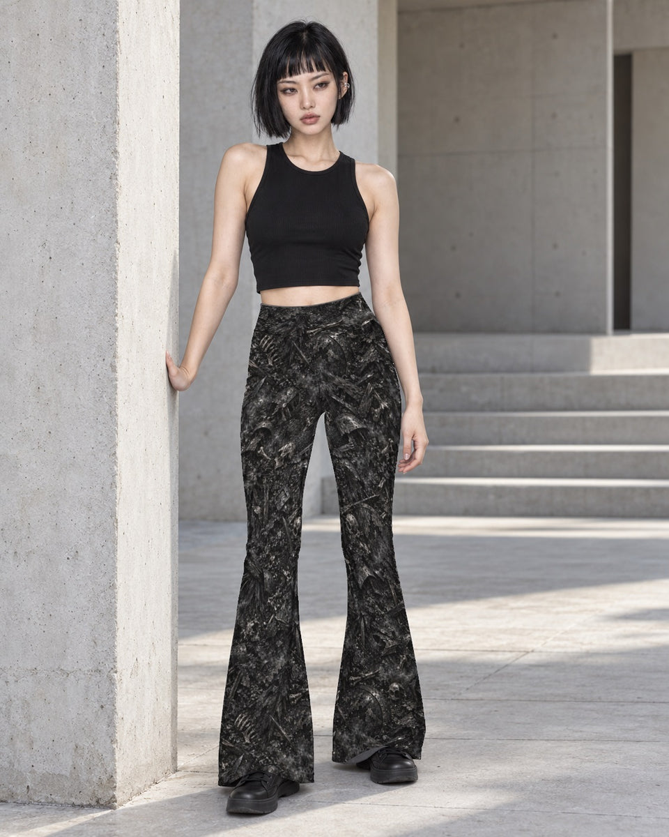 Ash and Bone Terrain Flare Leggings, worn on model, front
