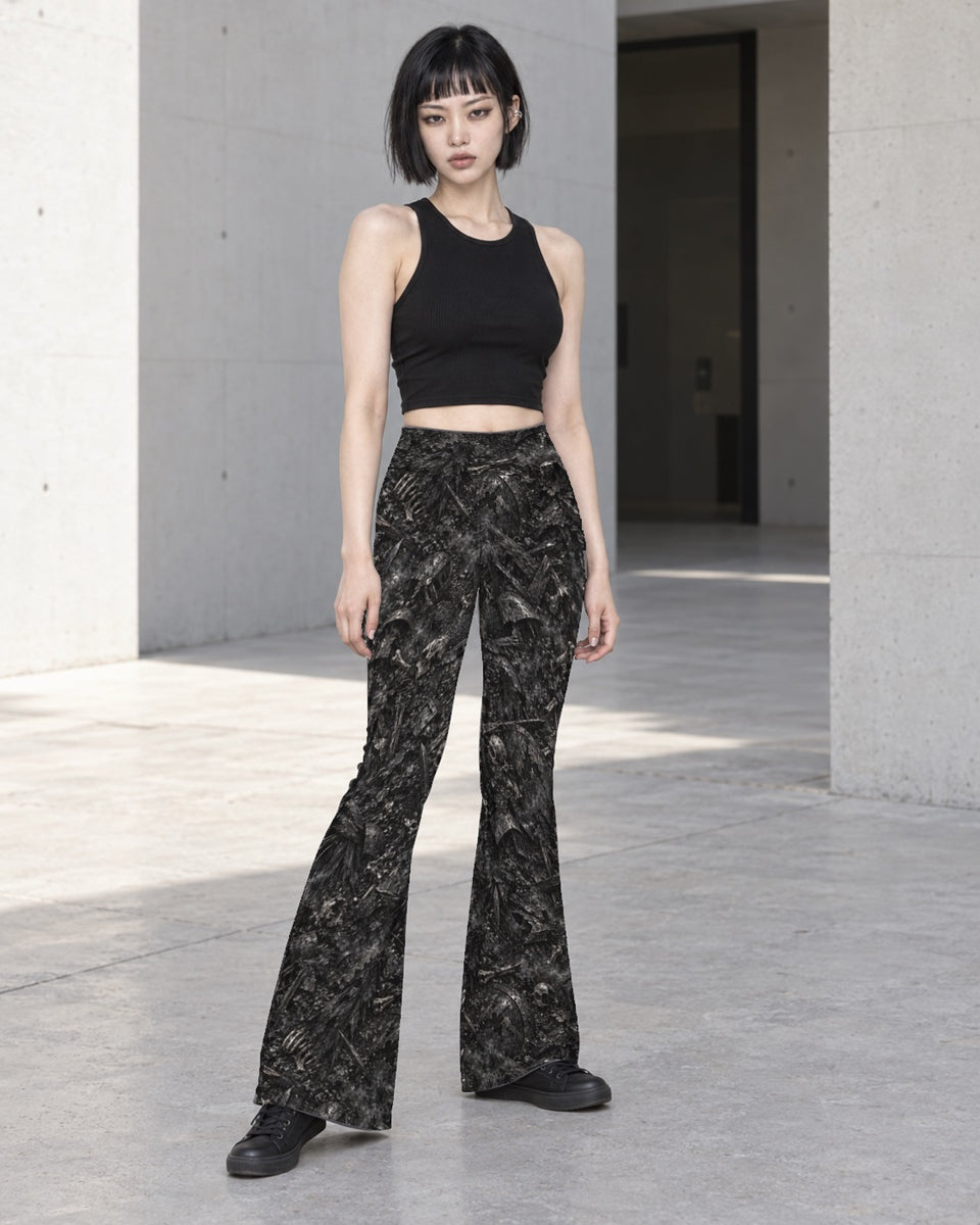 Ash and Bone Terrain Flare Leggings, worn on model, in motion