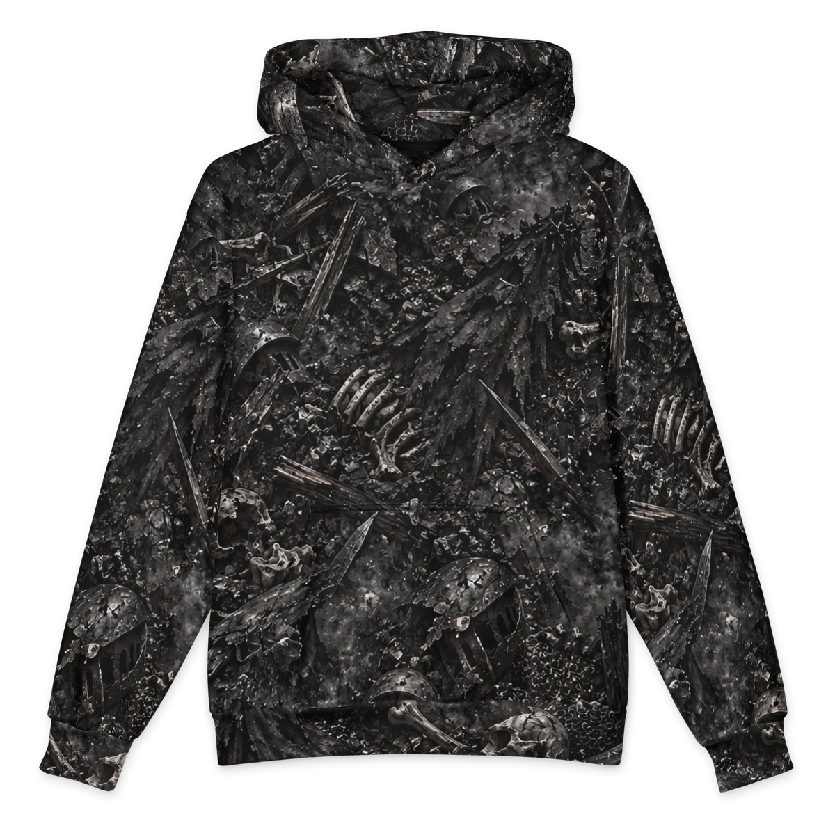Ash and Bone Terrain Hoodie all-over print oversized hoodie, front