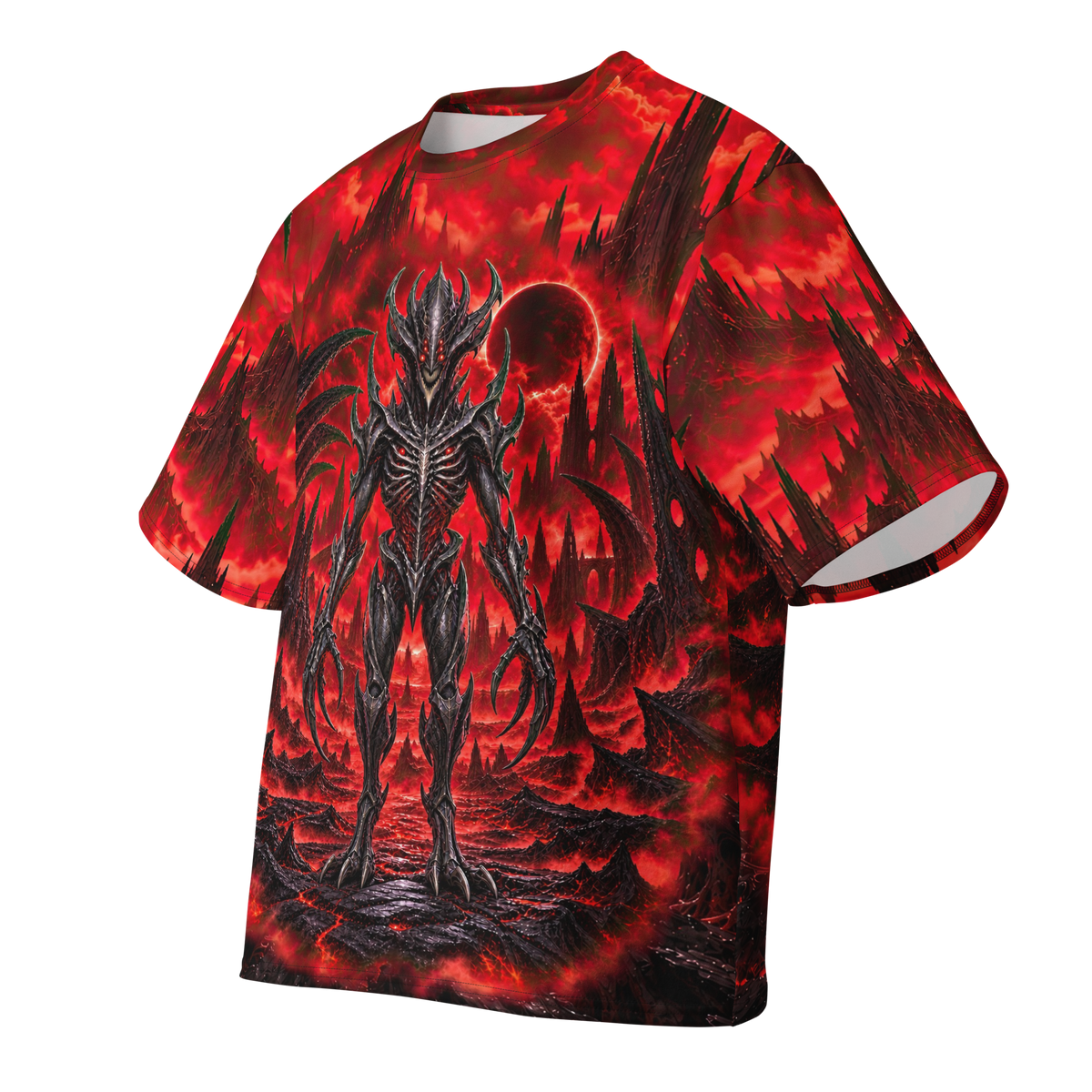 Bloodmoon Tyrant all-over print oversized tee, front