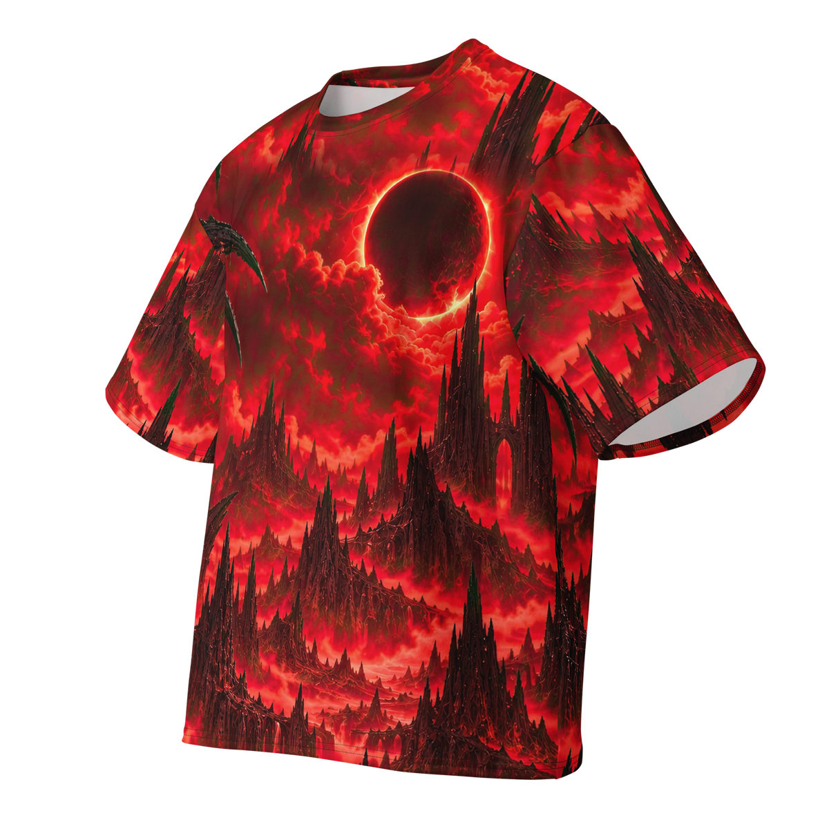 Bloodmoon Tyrant Terrain all-over print oversized tee, front