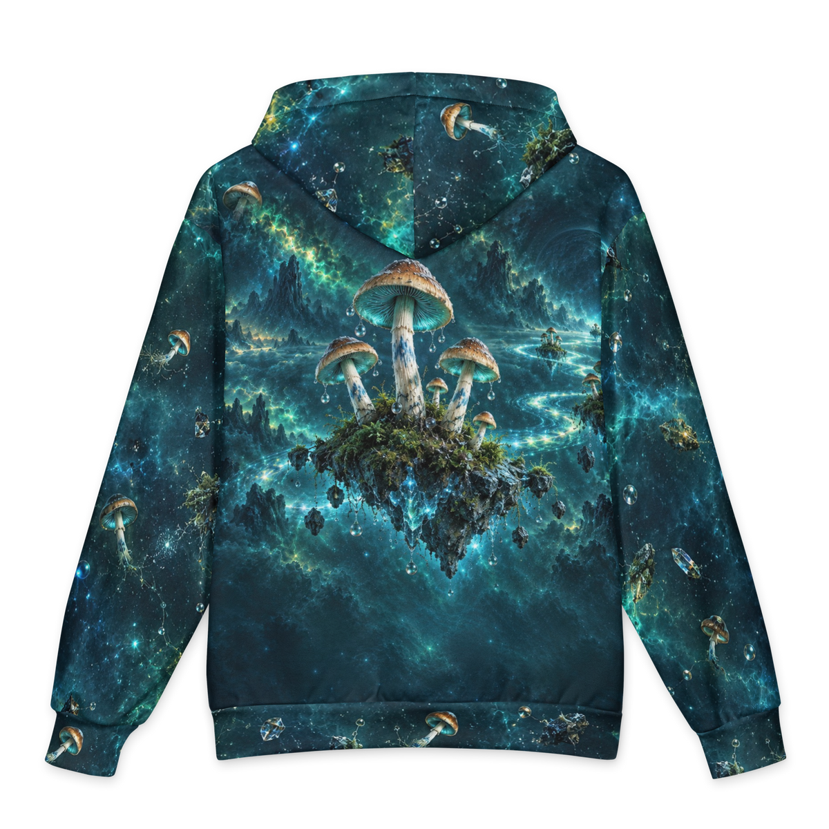 Blue Bruise Garden all-over print hoodie, back