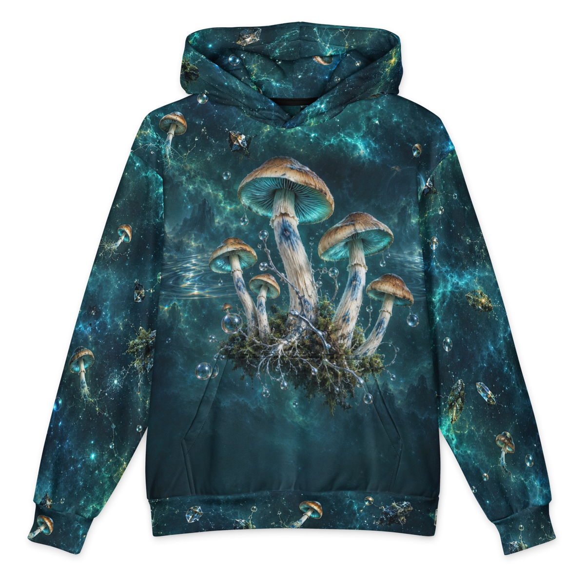 Blue Bruise Garden all-over print hoodie, front
