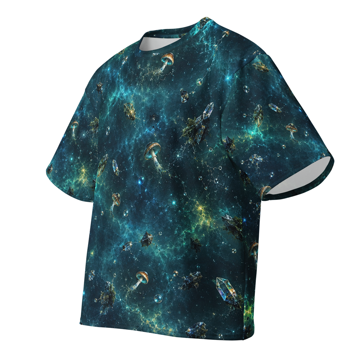 Blue Bruise Garden Terrain all-over print oversized tee, front