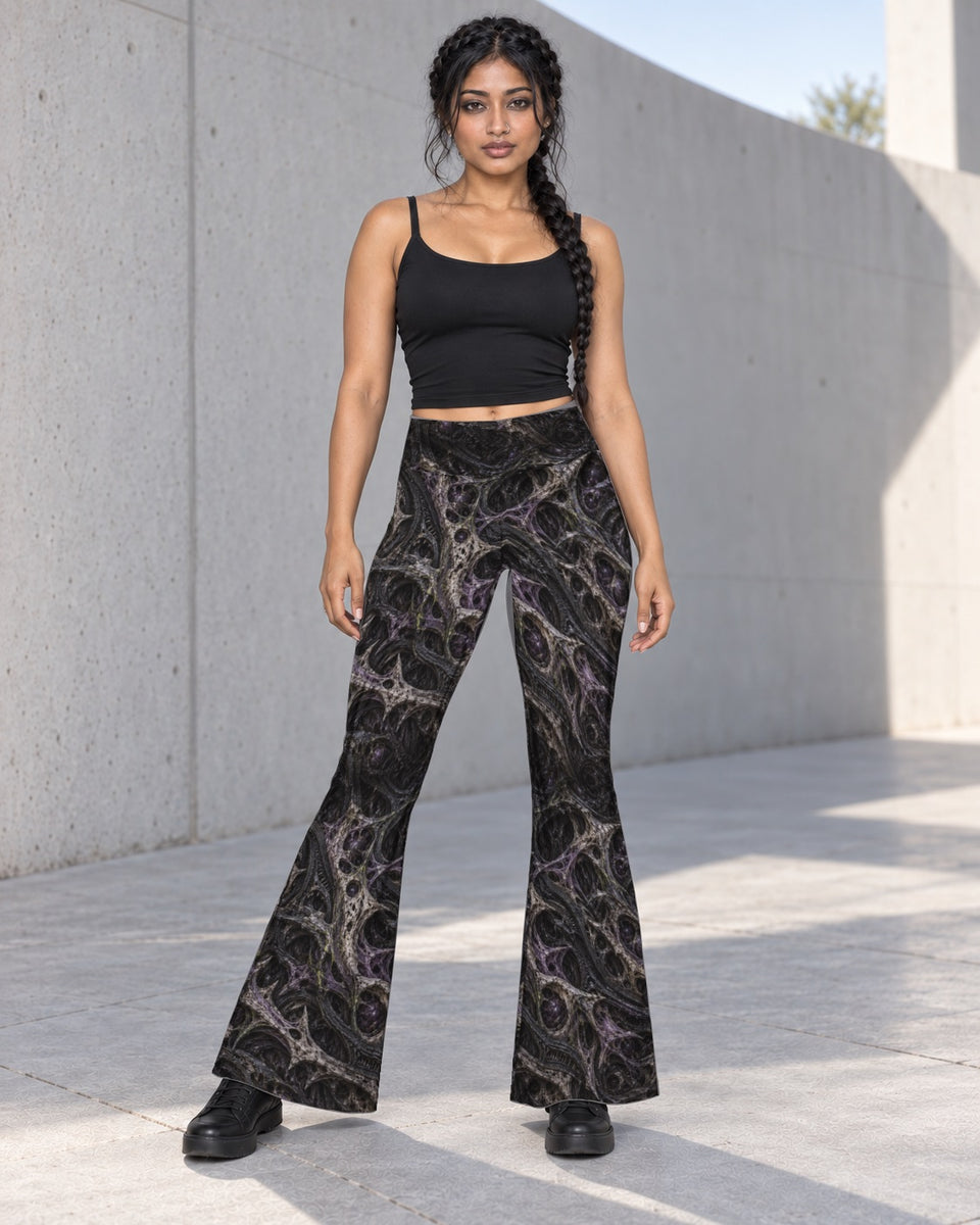 Breachborn Terrain Flare Leggings, worn on model, front