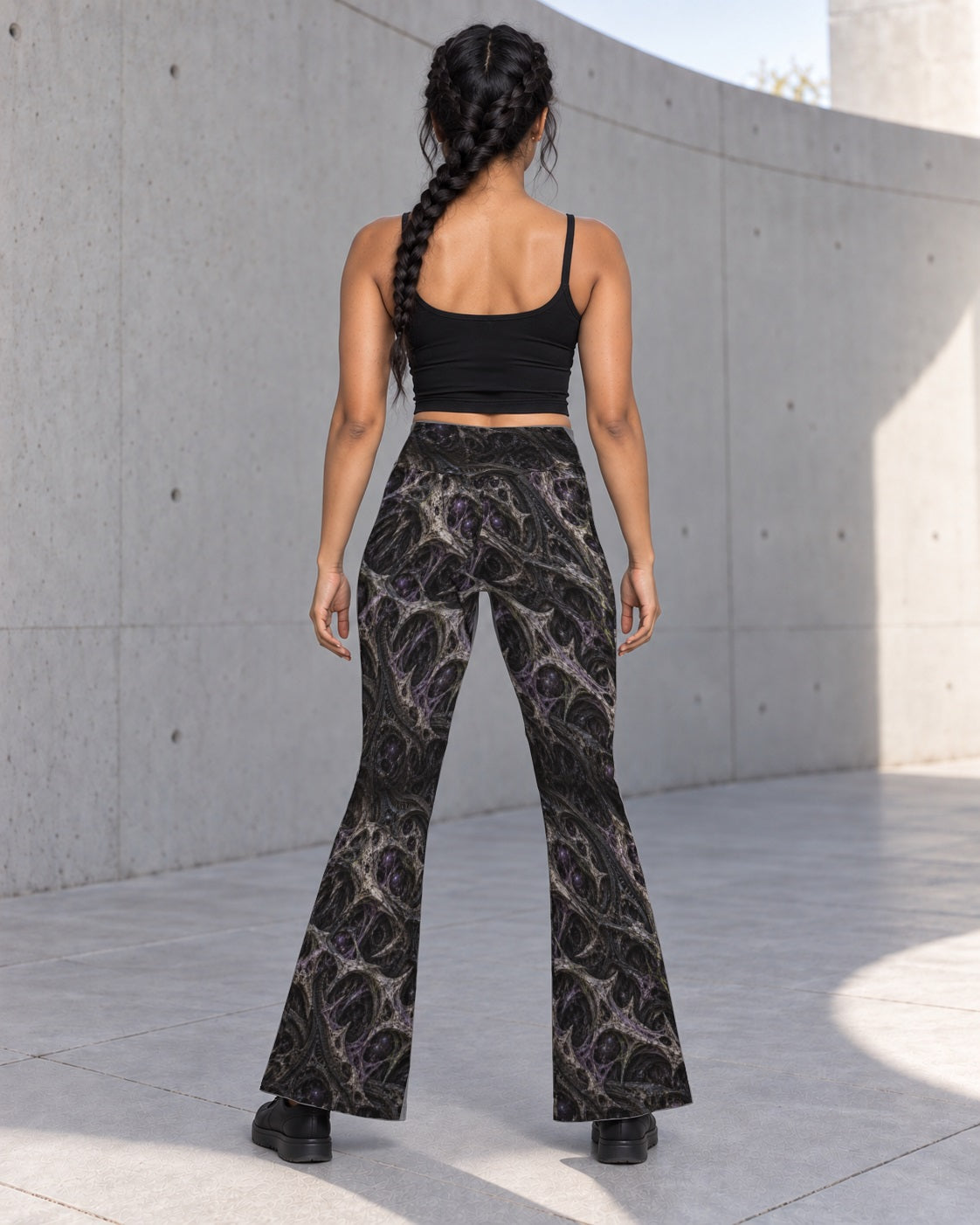 Breachborn Terrain Flare Leggings, worn on model, back