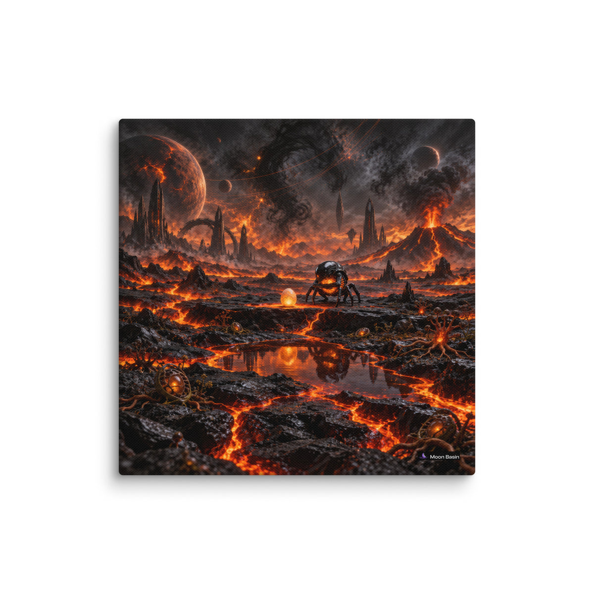 Obsidian Brood Expanse canvas print, 10x10 inch, on a white wall