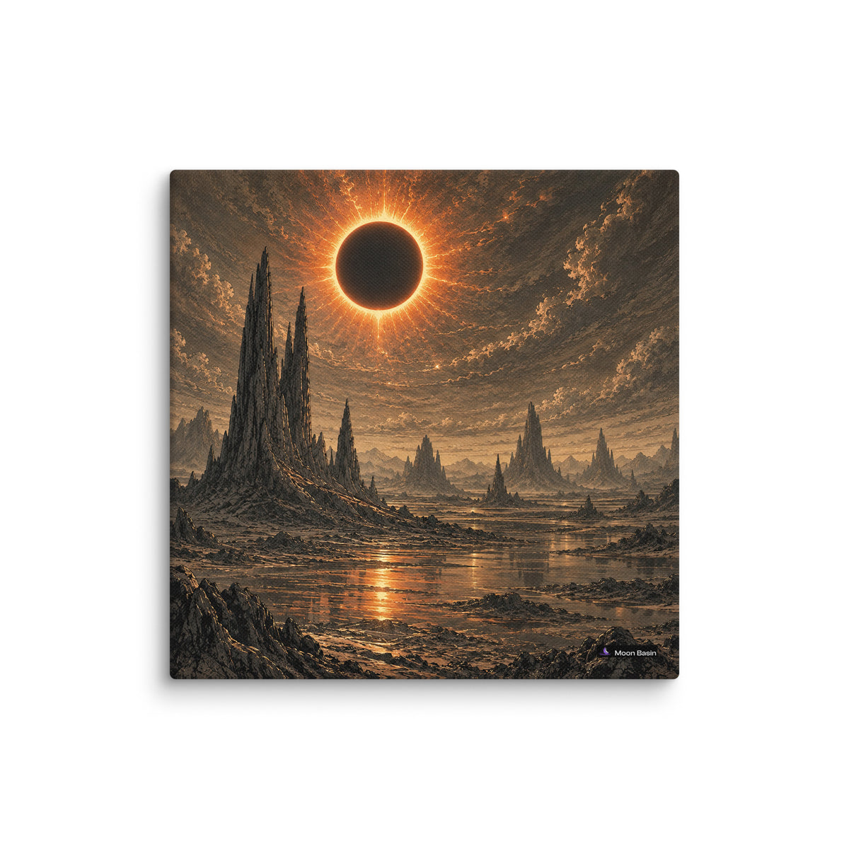 Khaki Eclipse Basin canvas print, 10x10 inch, on a white wall