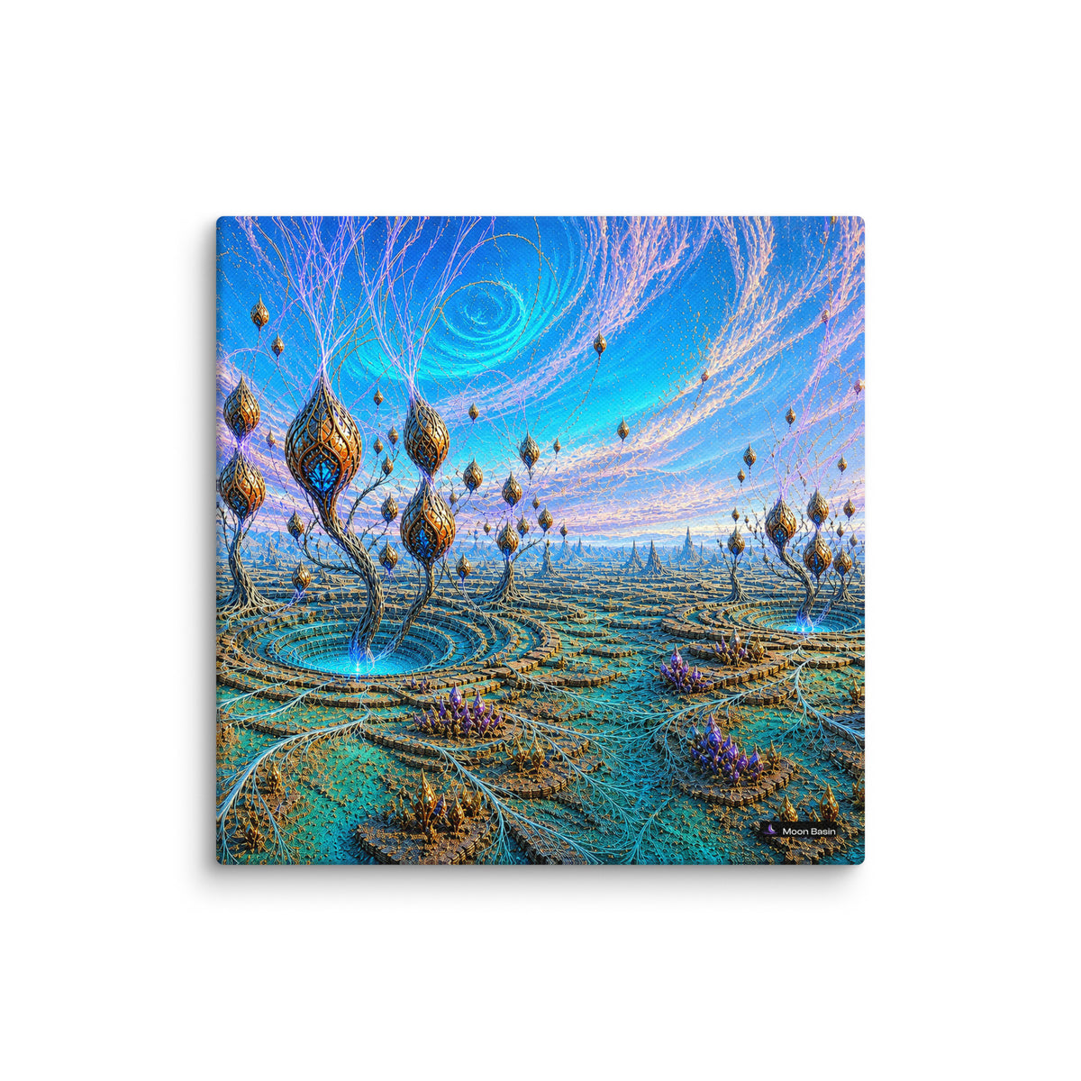 Gravity Orchard Basin canvas print, 10x10 inch, on a white wall