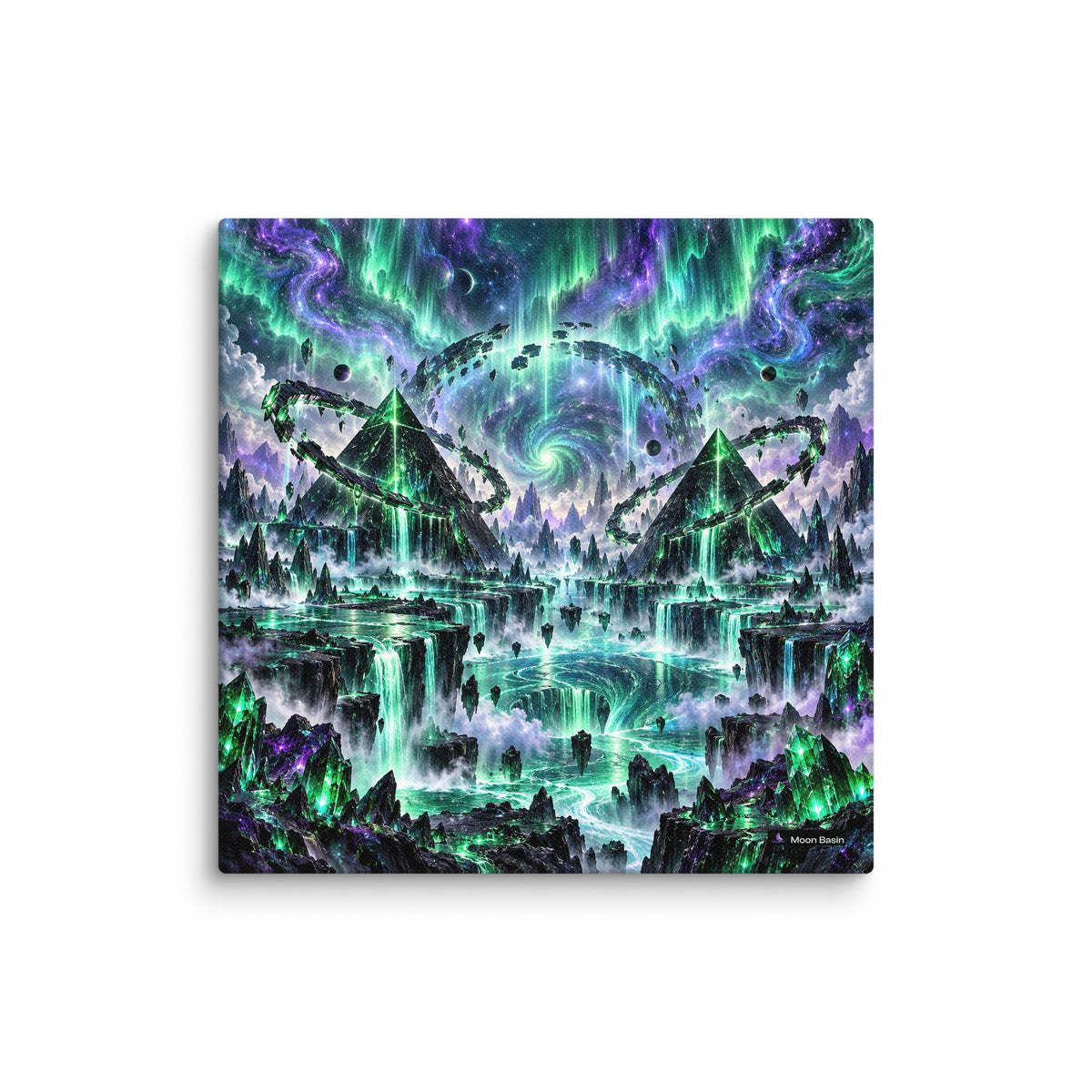 Emerald Halo Ascension canvas print, 10x10 inch, on a white wall