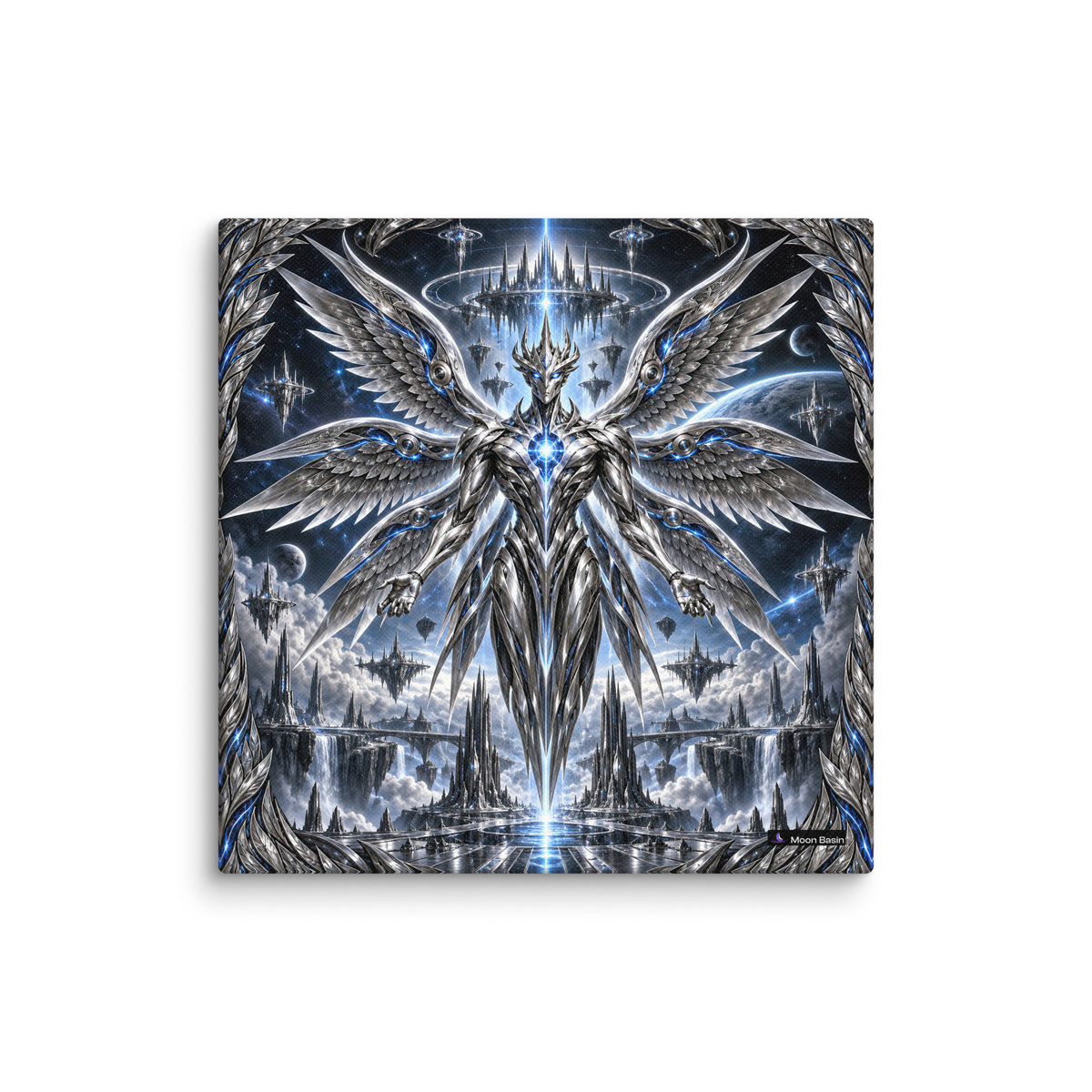 Mercury Seraph canvas print, 10 by 10 inch, on a white wall