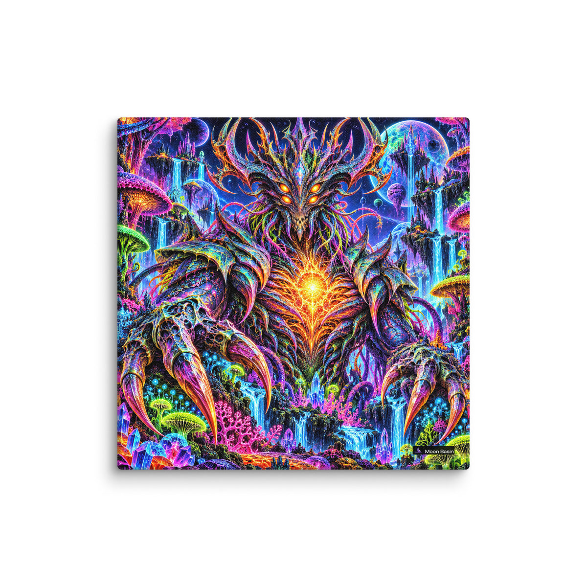 Prismatic Overlord canvas print, 10 by 10 inch, on a white wall