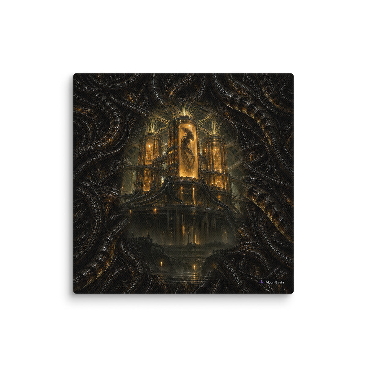 Organ Farm canvas print, 10 x 10 inch, on a white wall