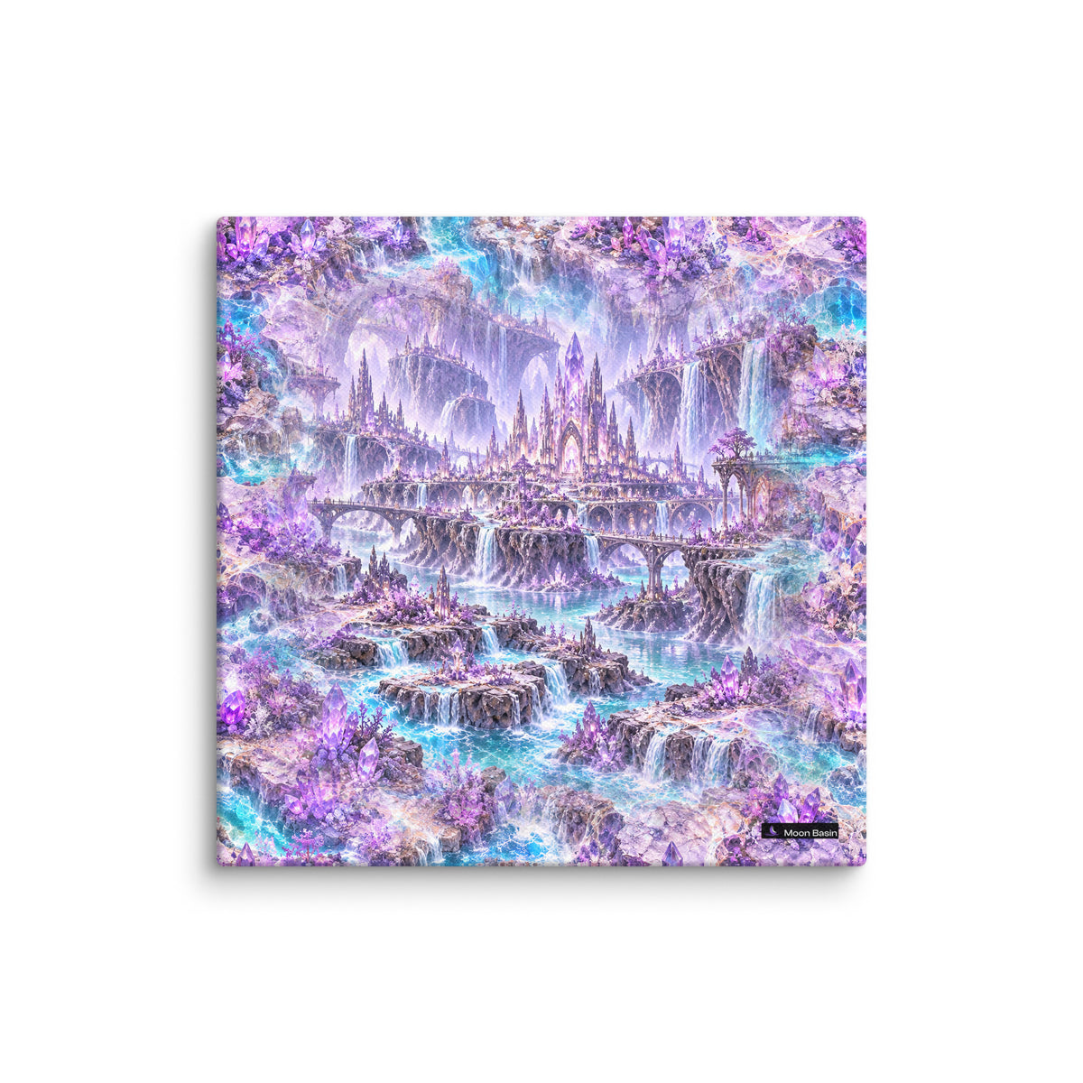 Violet Crystal Expanse canvas print, 10 x 10 inch, on a white wall