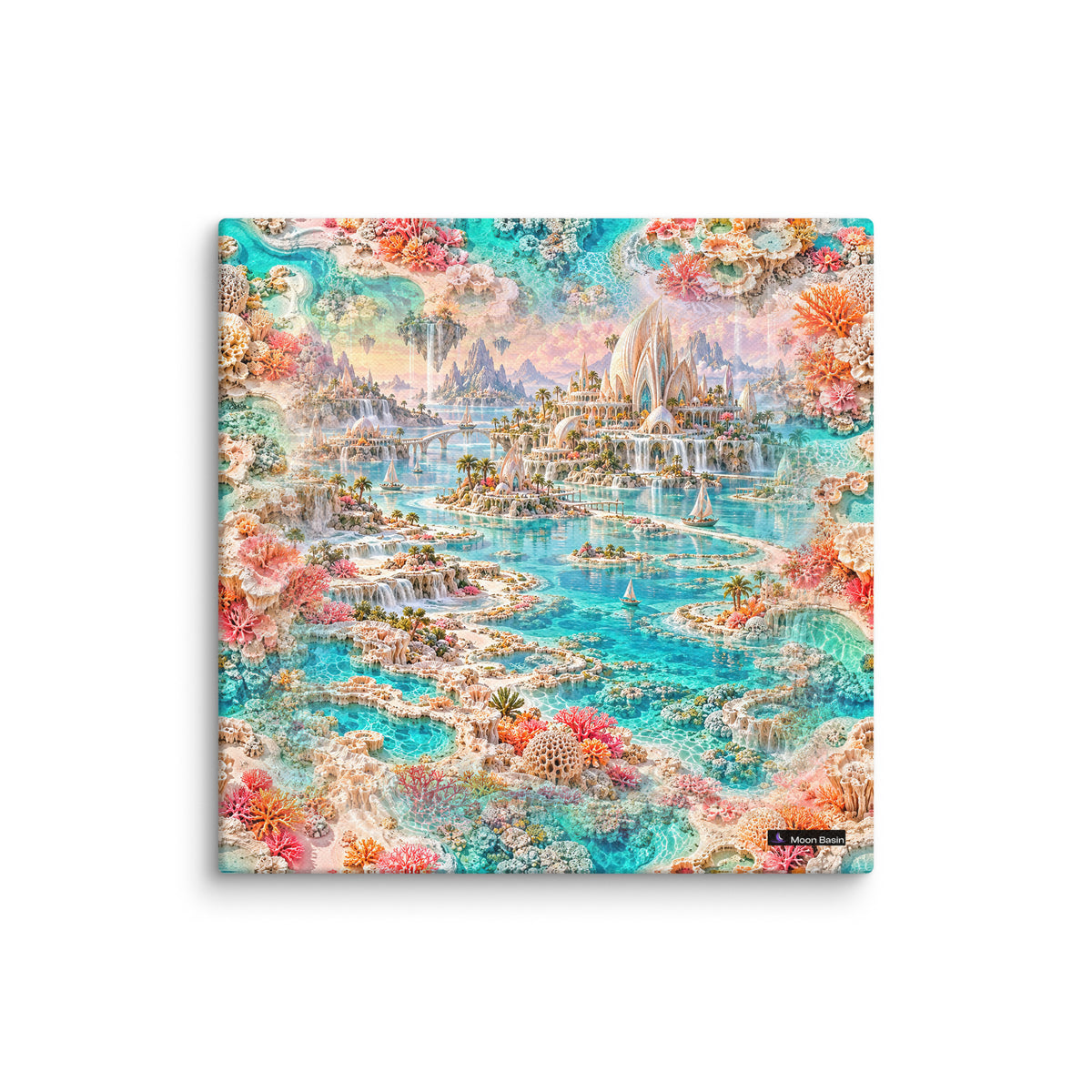 Opal Tidal Realm canvas print, 10 x 10 inch, on a white wall