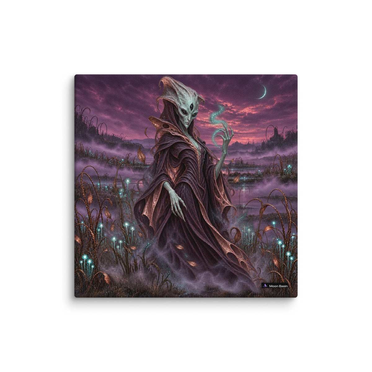 Veil Witch canvas print, 10 by 10 inch, on a white wall
