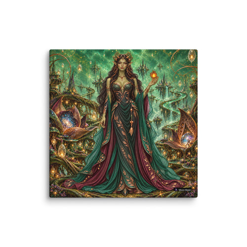Serpent Bloom canvas print, 10 x 10 inch, on a white wall