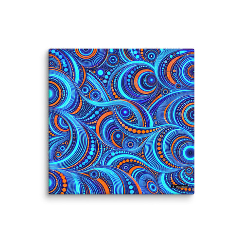 Cyan Overdrive canvas print, 10 x 10 inch, on a white wall