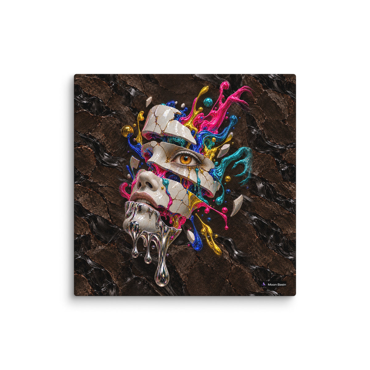 Lucid Detonation canvas print, 10 × 10 inch, on a white wall