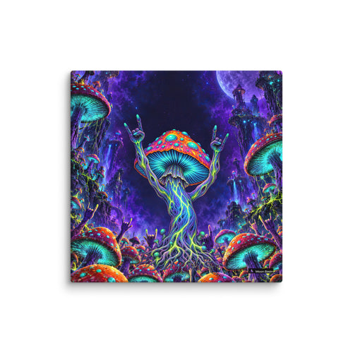 Mushroom Rocker canvas print, 10 inch, on a white wall