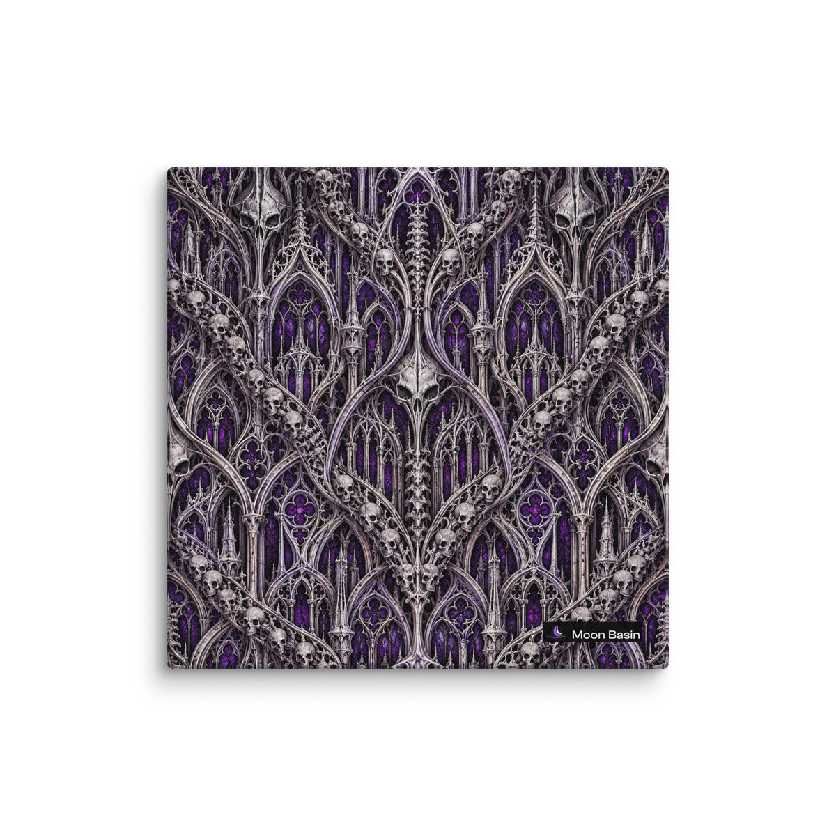 Violet Catacomb canvas print, 10 x 10 inch, on a white wall