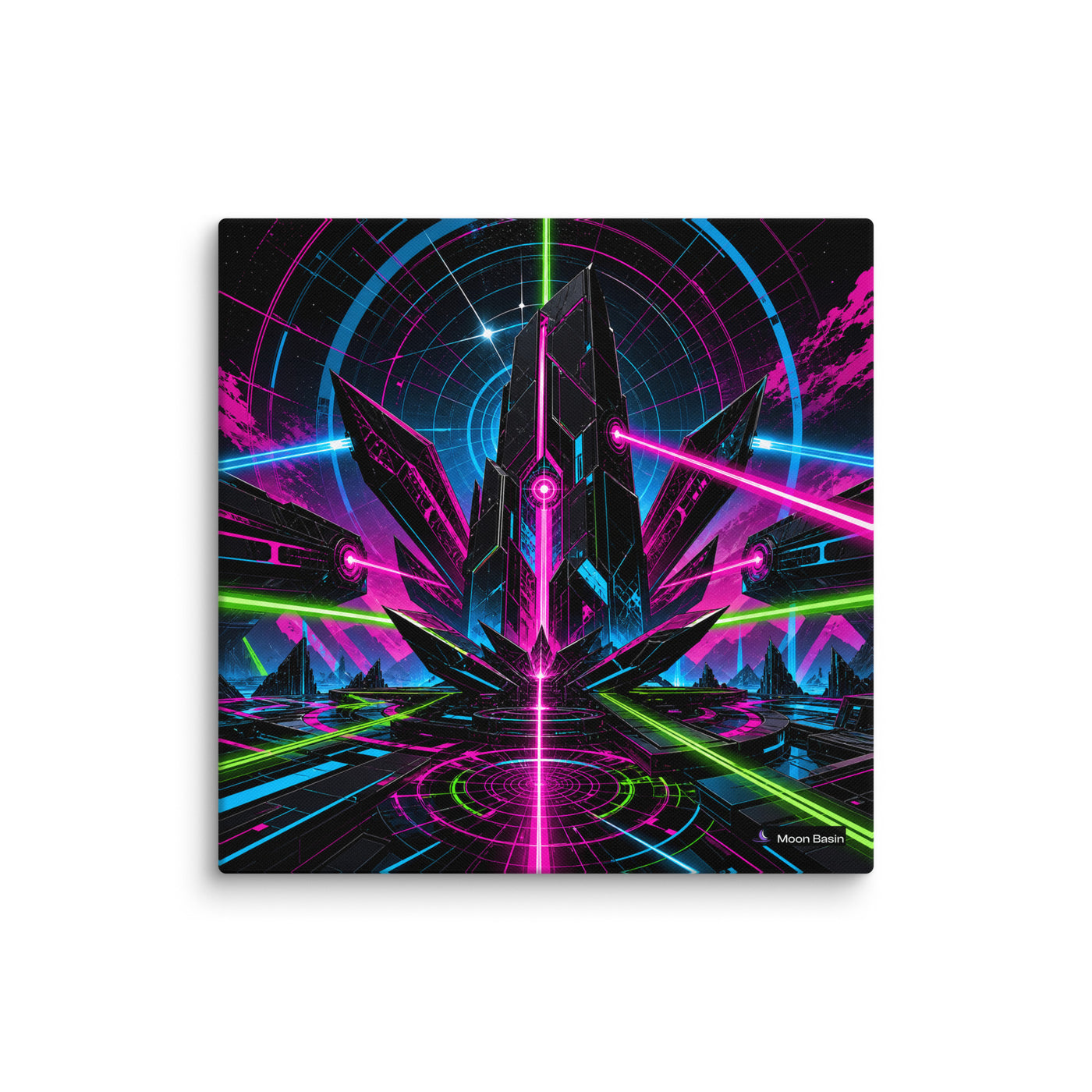 Laser Orchid Monolith canvas on a white wall
