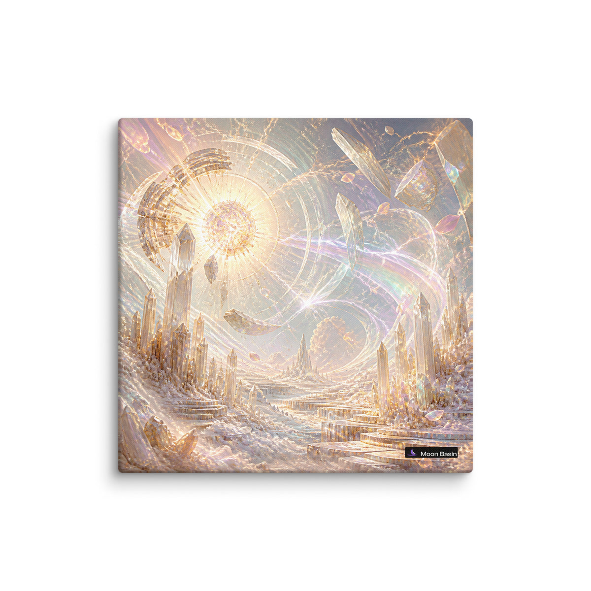 Opal Sun Eruption canvas on a white wall
