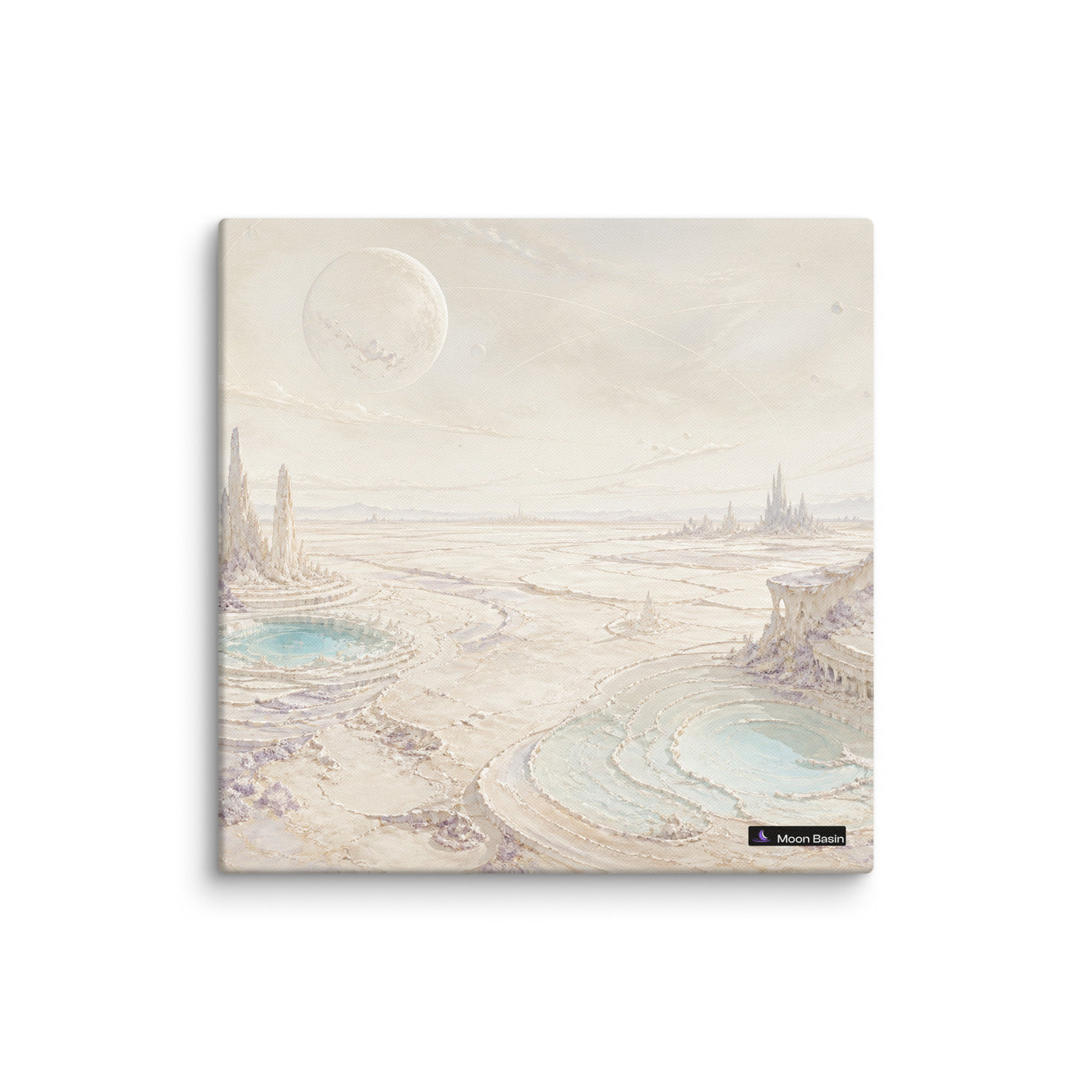 Ivory Orbit Basin canvas on a white wall