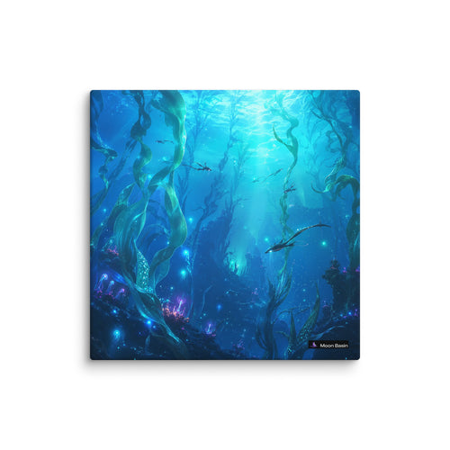Alien Kelp Basin canvas print, 20x20 inch, on a white wall