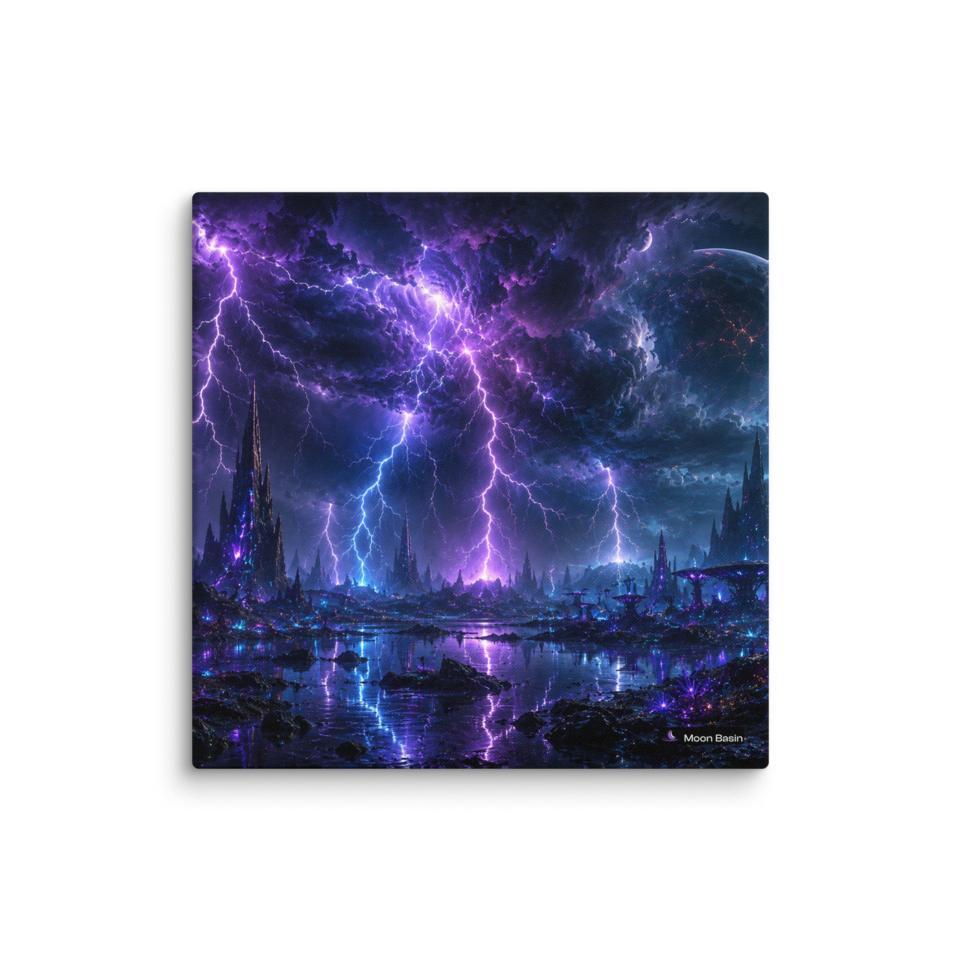 Violet Storm Citadel canvas on a white wall