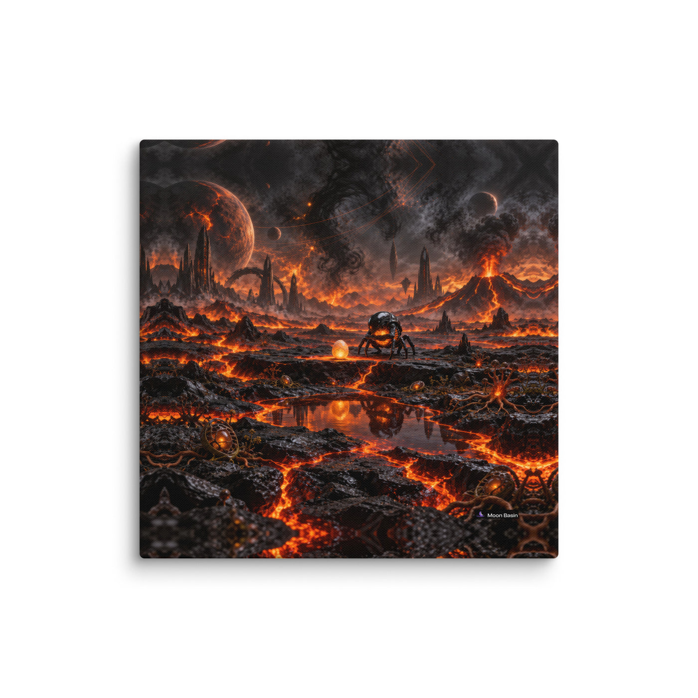 Obsidian Brood Expanse canvas on a white wall