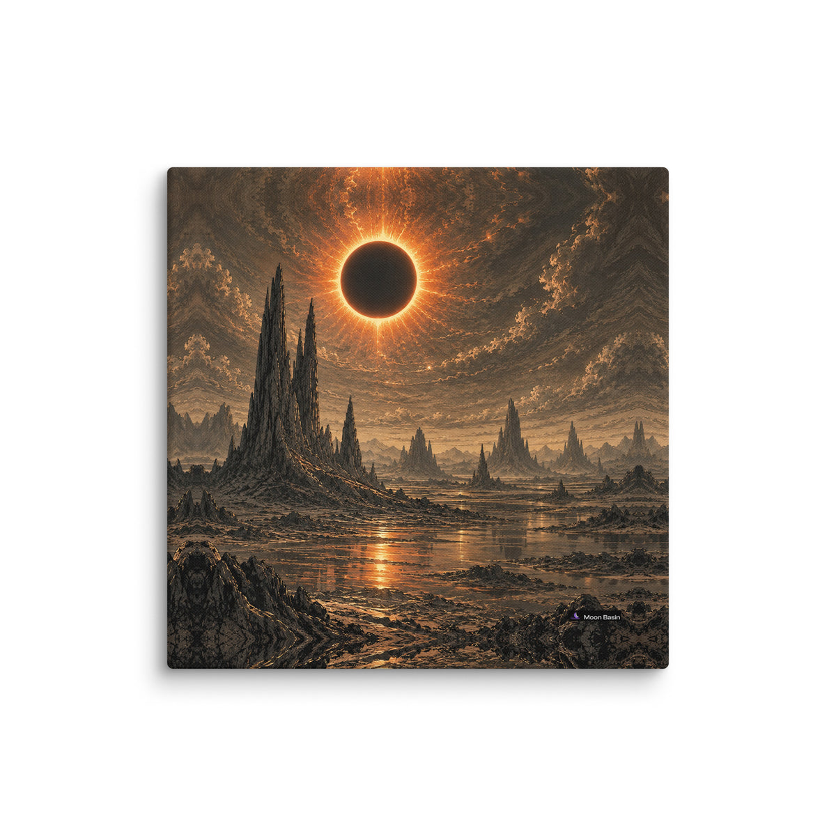 Khaki Eclipse Basin canvas print, 20x20 inch, on a white wall